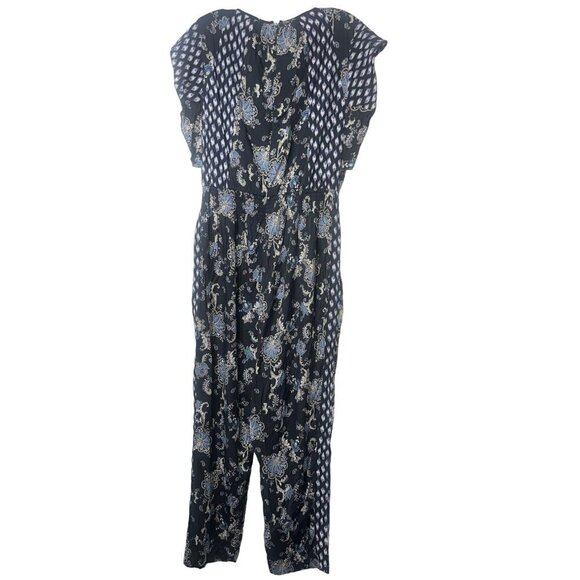 Rebecca Taylor Paisley Printed Jumpsuit in Black 12 Womens Floral Dressy Outfit - Picture 6 of 16